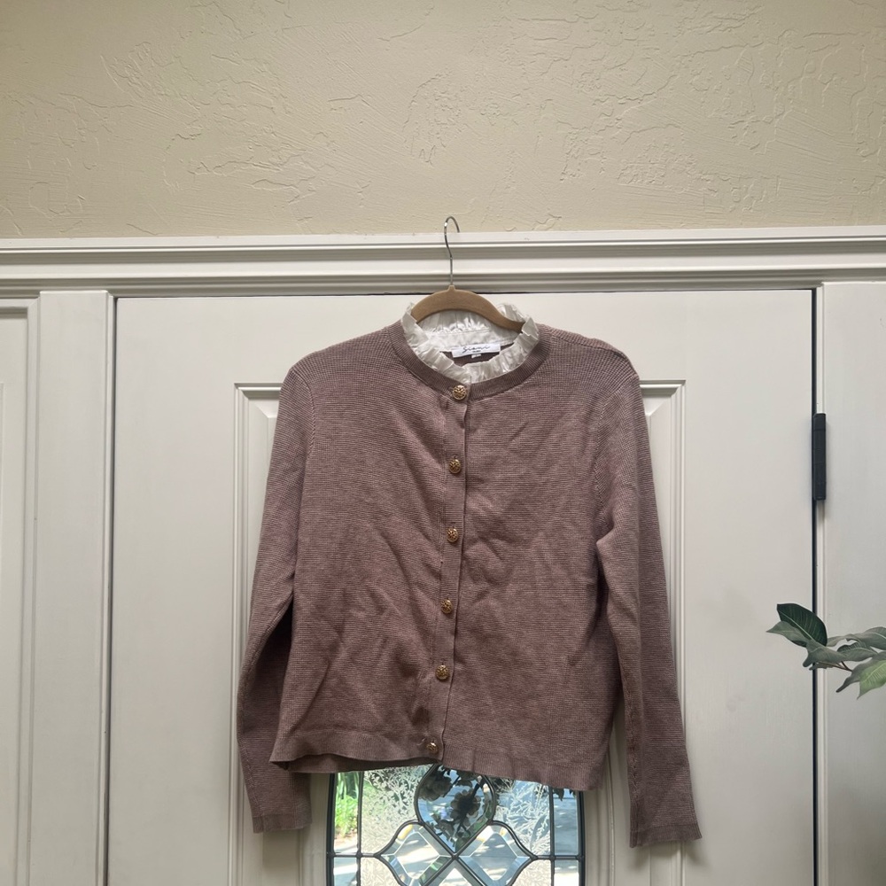 Elegant Mauve Sweater with Gold Accents